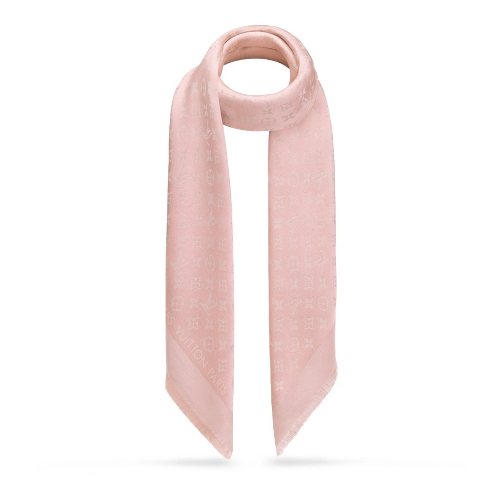 LOUIS VUITTON M70805 Monogram Shine Shawl MSRP $730.00 VELVET ROSE - Picture 3 of 13